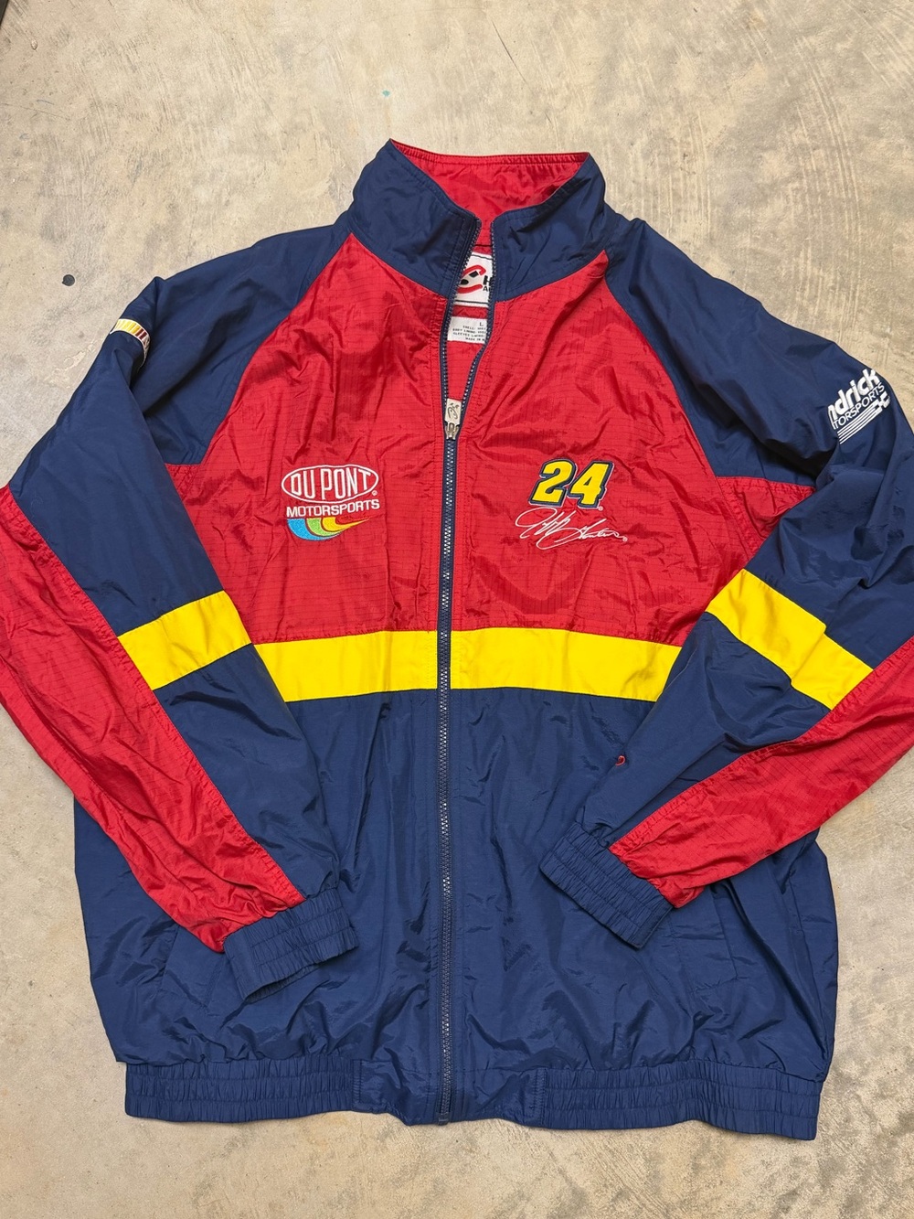 Chase Authentics Kids Red & Navy Racing Puffer Jacket with Yellow Stripe